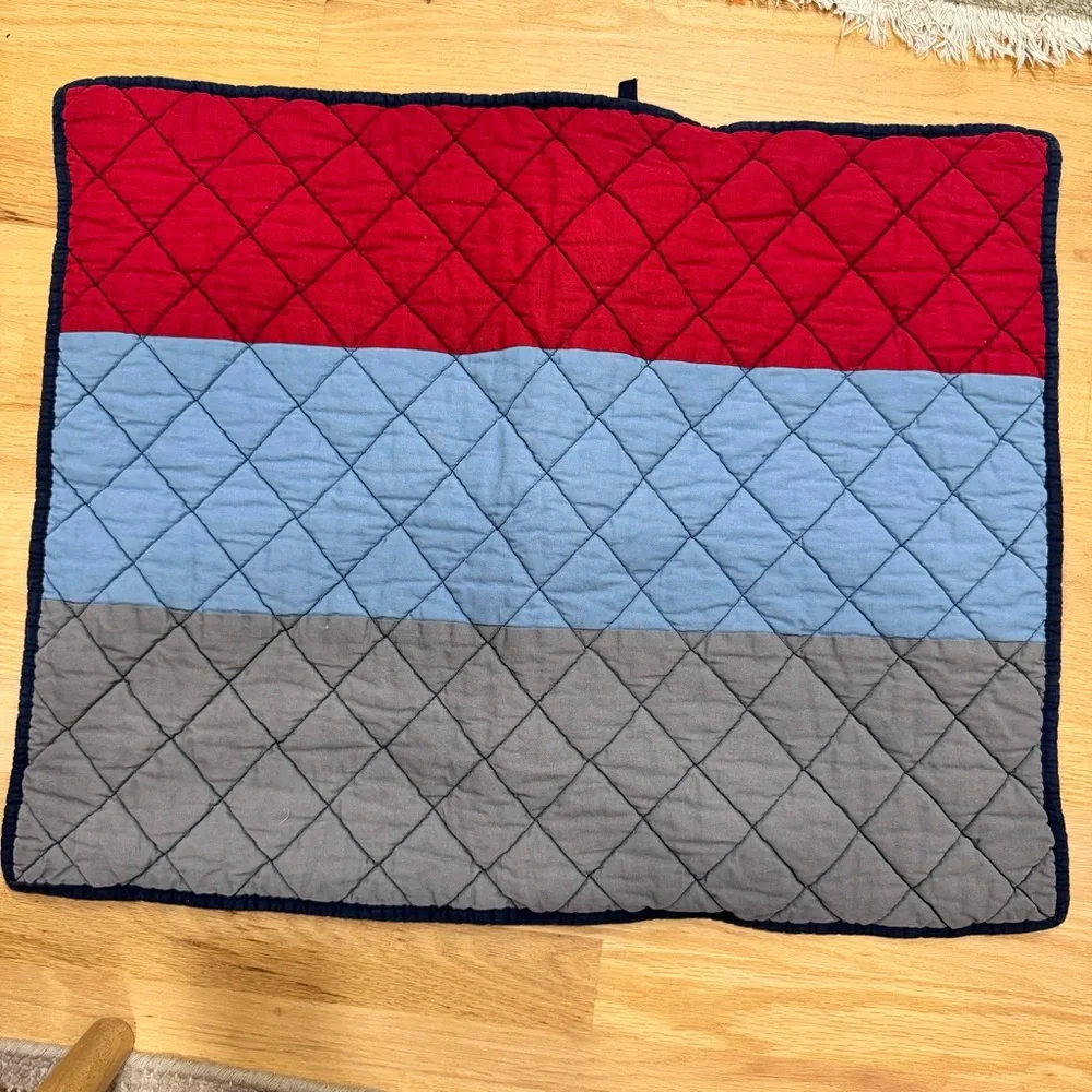 Pottery Barn Kids Block Stripe Standard Quilted  1/ Sham /,NAVY/BLUE/RED